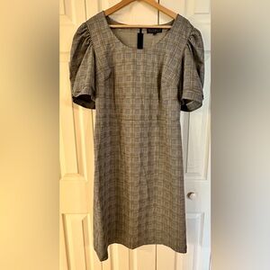 Eloquii Black and white houndstooth dress